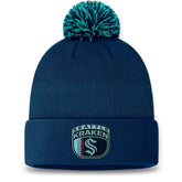 NHL Deep Sea Blue Seattle Kraken Fanatics 2024 NHL Draft Cuffed Knit Hat with Pom