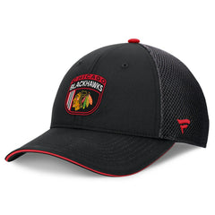 NHL Black Chicago Blackhawks Fanatics 2024 NHL Draft On Stage Trucker Adjustable Hat