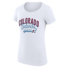 NHL Colorado Avalanche G-III 4Her by Carl Banks Women's Super-Slim Fit Lightweight Filigree Logo T-Shirt – White
