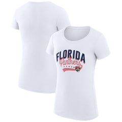 NHL Florida Panthers G-III 4Her by Carl Banks Women's Super-Slim Fit Lightweight Filigree Logo T-Shirt – White