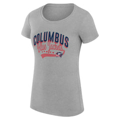 NHL Columbus Blue Jackets G-III 4Her by Carl Banks Women's Super-Slim Fit Lightweight Filigree Logo T-Shirt – Gray