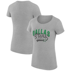 NHL Dallas Stars G-III 4Her by Carl Banks Women's Super-Slim Fit Lightweight Filigree Logo T-Shirt – Gray
