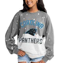 Gameday Couture Women's Oversized Coin Toss Faded French Terry Tri-Blend Pullover Sweatshirt - Carolina Panthers