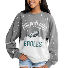 Gameday Couture Women's Oversized Coin Toss Faded French Terry Tri-Blend Pullover Sweatshirt - Philadelphia Eagles