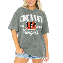 Gameday Couture Women's Tackle Titan Boyfriend Washed T-Shirt - Cincinnati Bengals