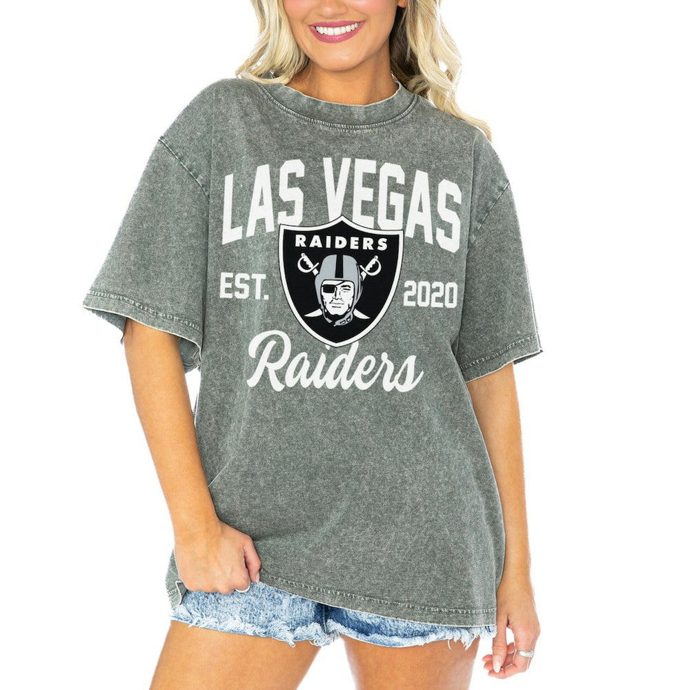 Gameday Couture Women's Tackle Titan Boyfriend Washed T-Shirt - Las Vegas Raiders