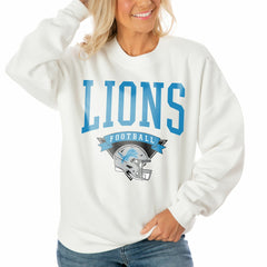 Gameday Couture Women's Oversized Yard Line Tri-Blend Pullover Sweatshirt - Detroit Lions