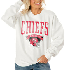 Gameday Couture Women's Oversized Yard Line Tri-Blend Pullover Sweatshirt - Kansas City Chiefs