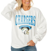 Gameday Couture Women's Oversized Yard Line Tri-Blend Pullover Sweatshirt - Los Angeles Chargers