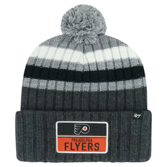 NHL Gray Philadelphia Flyers '47 Stack Patch Cuffed Knit Hat with Pom