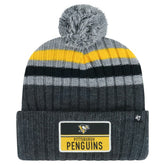 NHL Gray Pittsburgh Penguins '47 Stack Patch Cuffed Knit Hat with Pom