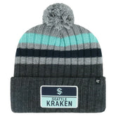 NHL Gray Seattle Kraken '47 Stack Patch Cuffed Knit Hat with Pom