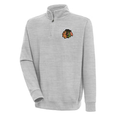 NHL Heather Gray Chicago Blackhawks Antigua Victory Quarter-Zip Pullover Top