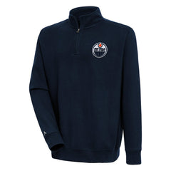 NHL Navy Edmonton Oilers Antigua Victory Quarter-Zip Pullover Top