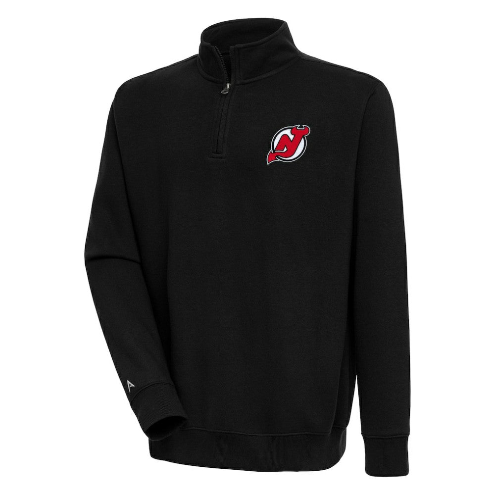 NHL Black New Jersey Devils Antigua Victory Quarter-Zip Pullover Top