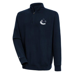 NHL Navy Vancouver Canucks Antigua Victory Quarter-Zip Pullover Top