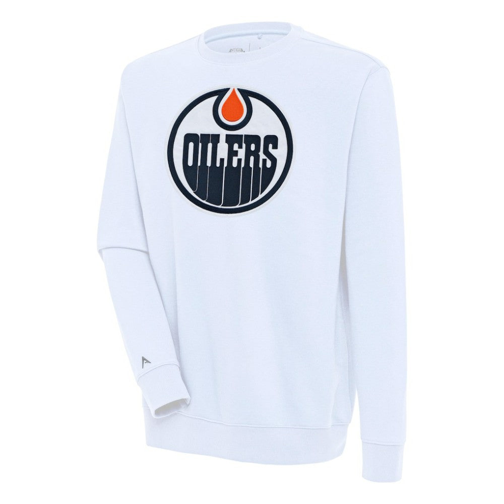 NHL White Edmonton Oilers Antigua Victory Pullover Sweatshirt