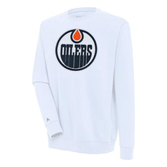 NHL White Edmonton Oilers Antigua Victory Pullover Sweatshirt
