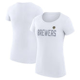 MLB Milwaukee Brewers G-III 4Her by Carl Banks Women's Super-Slim Fit Lightweight Dot Print T-Shirt