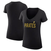 MLB Pittsburgh Pirates G-III 4Her by Carl Banks Women's Super-Slim Fit Lightweight Dot Print V-Neck T-Shirt