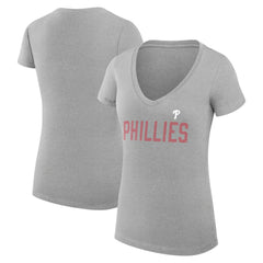 MLB Philadelphia Phillies G-III 4Her by Carl Banks Women's Super-Slim Fit Lightweight Dot Print V-Neck T-Shirt