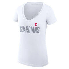MLB Cleveland Guardians G-III 4Her by Carl Banks Women's Super-Slim Fit Lightweight Dot Print V-Neck T-Shirt