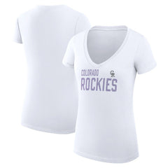 MLB Colorado Rockies G-III 4Her by Carl Banks Women's Super-Slim Fit Lightweight Dot Print V-Neck T-Shirt
