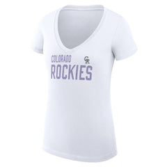 MLB Colorado Rockies G-III 4Her by Carl Banks Women's Super-Slim Fit Lightweight Dot Print V-Neck T-Shirt