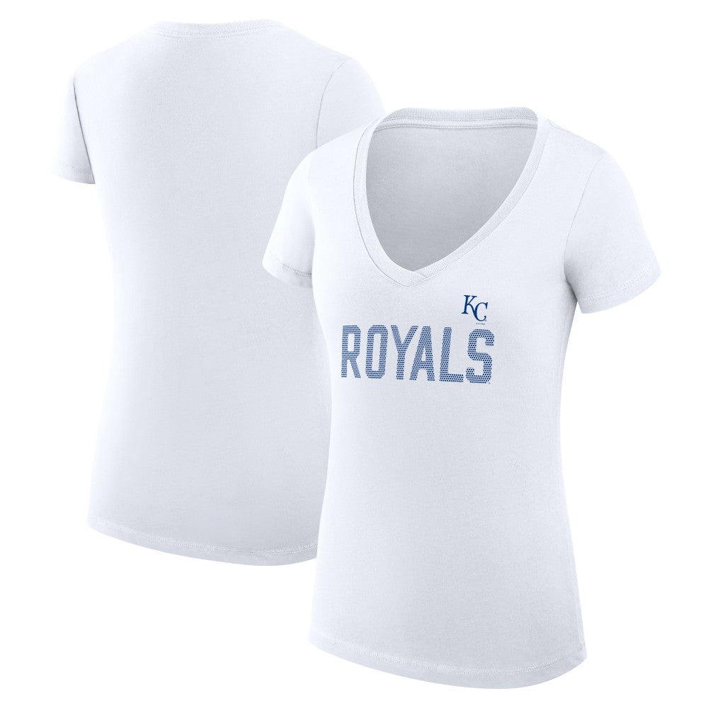 MLB Kansas City Royals G-III 4Her by Carl Banks Women's Super-Slim Fit Lightweight Dot Print V-Neck T-Shirt