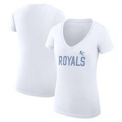 MLB Kansas City Royals G-III 4Her by Carl Banks Women's Super-Slim Fit Lightweight Dot Print V-Neck T-Shirt