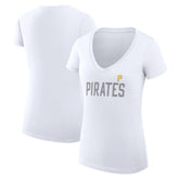 MLB Pittsburgh Pirates G-III 4Her by Carl Banks Women's Super-Slim Fit Lightweight Dot Print V-Neck T-Shirt