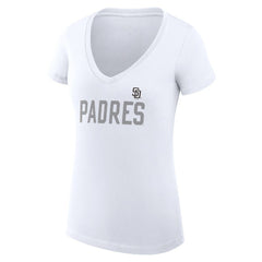 MLB San Diego Padres G-III 4Her by Carl Banks Women's Super-Slim Fit Lightweight Dot Print V-Neck T-Shirt