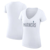 MLB Seattle Mariners G-III 4Her by Carl Banks Women's Super-Slim Fit Lightweight Dot Print V-Neck T-Shirt