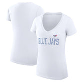 MLB Toronto Blue Jays G-III 4Her by Carl Banks Women's Super-Slim Fit Lightweight Dot Print V-Neck T-Shirt
