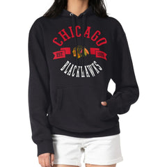 NHL Black Chicago Blackhawks G-III 4Her by Carl Banks Women's City Graphic Fleece Pullover Hoodie