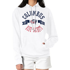 NHL White Columbus Blue Jackets G-III 4Her by Carl Banks Women's City Graphic Fleece Pullover Hoodie