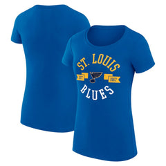 NHL Royal St. Louis Blues G-III 4Her by Carl Banks Women's Super-Slim Fit Lightweight City Graphic Sport Crewneck T-Shirt