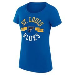 NHL Royal St. Louis Blues G-III 4Her by Carl Banks Women's Super-Slim Fit Lightweight City Graphic Sport Crewneck T-Shirt