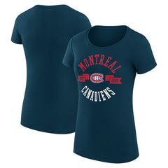 NHL Navy Montreal Canadiens G-III 4Her by Carl Banks Women's Super-Slim Fit Lightweight City Graphic Sport Crewneck T-Shirt