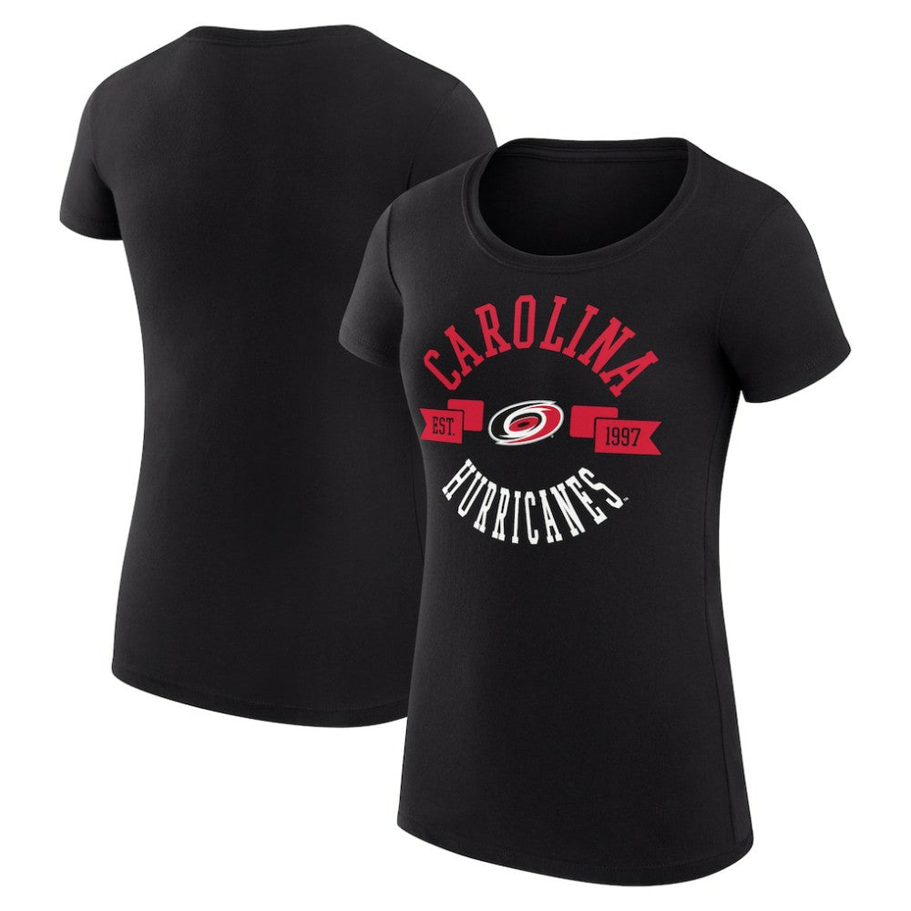 NHL Black Carolina Hurricanes G-III 4Her by Carl Banks Women's Super-Slim Fit Lightweight City Graphic Sport Crewneck T-Shirt