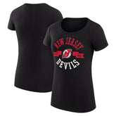 NHL Black New Jersey Devils G-III 4Her by Carl Banks Women's Super-Slim Fit Lightweight City Graphic Sport Crewneck T-Shirt