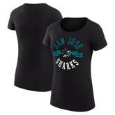 NHL Black San Jose Sharks G-III 4Her by Carl Banks Women's Super-Slim Fit Lightweight City Graphic Sport Crewneck T-Shirt