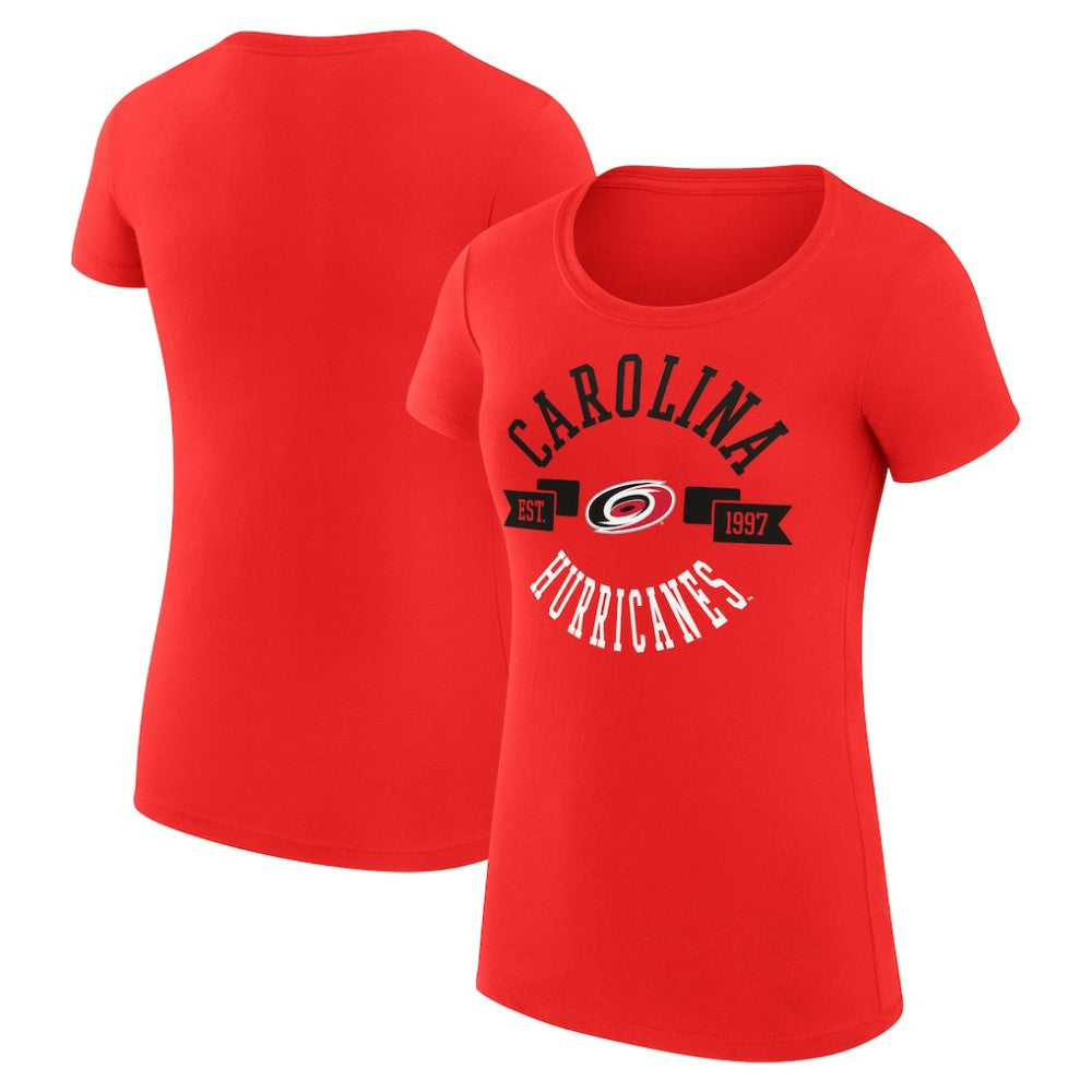 NHL Red Carolina Hurricanes G-III 4Her by Carl Banks Women's Super-Slim Fit Lightweight City Graphic Sport Crewneck T-Shirt