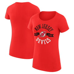 NHL Red New Jersey Devils G-III 4Her by Carl Banks Women's Super-Slim Fit Lightweight City Graphic Sport Crewneck T-Shirt