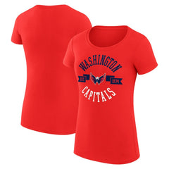 NHL Red Washington Capitals G-III 4Her by Carl Banks Women's Super-Slim Fit Lightweight City Graphic Sport Crewneck T-Shirt