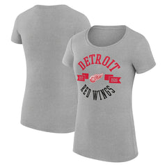 NHL Heather Gray Detroit Red Wings G-III 4Her by Carl Banks Women's Super-Slim Fit Lightweight City Graphic Sport Crewneck T-Shirt