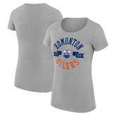 NHL Heather Gray Edmonton Oilers G-III 4Her by Carl Banks Women's Super-Slim Fit Lightweight City Graphic Sport Crewneck T-Shirt
