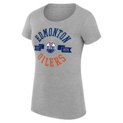 NHL Heather Gray Edmonton Oilers G-III 4Her by Carl Banks Women's Super-Slim Fit Lightweight City Graphic Sport Crewneck T-Shirt
