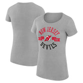 NHL Heather Gray New Jersey Devils G-III 4Her by Carl Banks Women's Super-Slim Fit Lightweight City Graphic Sport Crewneck T-Shirt