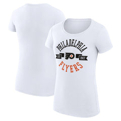 NHL White Philadelphia Flyers G-III 4Her by Carl Banks Women's Super-Slim Fit Lightweight City Graphic Sport Crewneck T-Shirt